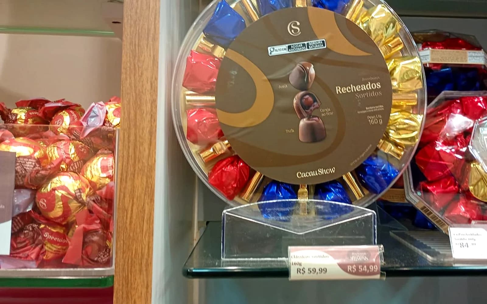 Expositor de bombons recheados